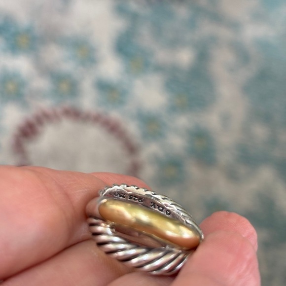 Silver and Gold Twisted Rope Ring - Picture 4 of 8